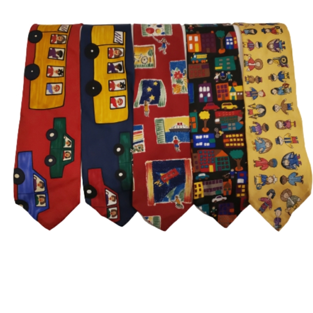 Vintage Save the Children Necktie Lot of 5